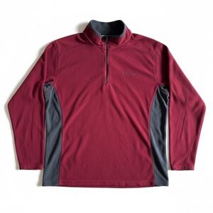 Columbia 1/4 Zip Fleece Pullover Warm Winter Outdoor Layer Ski Top Red Gray XL